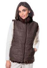LINDA RICHARDS - Genuine Rex Rabbit Reversible Vest - Brown