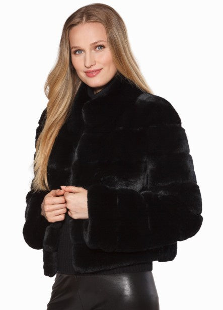 Linda Richards - Genuine Rex Rabbit Coat - Black