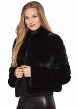 Linda Richards - Genuine Rex Rabbit Coat - Black
