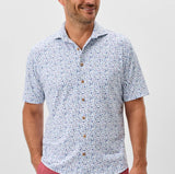 Johnnie O - Printed Mesh Short Sleeve Button Down Shirt - Roadtrip Printed Knit