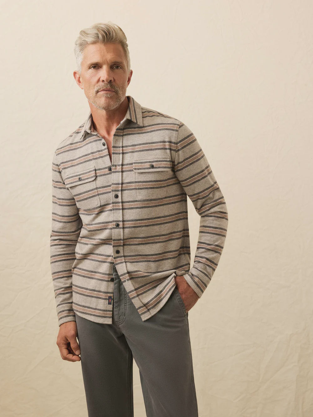 Faherty Legend Sweater Shirt - Rock Coast Stripe