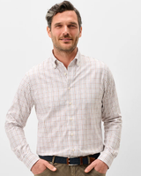 Johnnie O - Everyday Performance Button Down Shirt - Sandlewood Pane - White