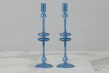 Sapphire Glass Candlestick Pair - Large