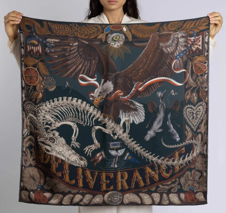 Sabina Savage - The Scrimshaw Skeleton Silk Twill - Square (35")