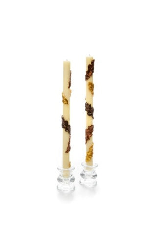 falling leaves dinner candles, set of 2