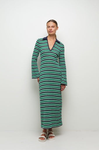 Simkhai - TEGAN KNIT MIDI DRESS - Navy/Green