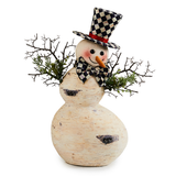 farmhouse holiday small birch snowman figurine