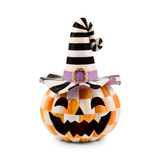 MacKenzie-Childs - orange check happy jack illuminated pumpkin