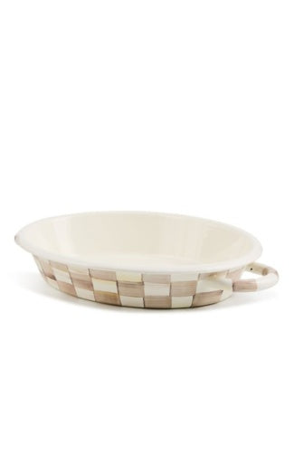 mocha check medium oval gratin dish