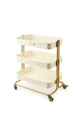mocha check 3-tier kitchen cart