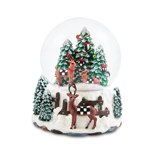 holiday forest deer snow globe