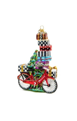 special delivery bike glass ornament