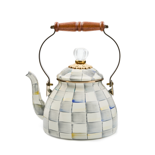 MacKenzei-Childs - sterling check 2 quart tea kettle
