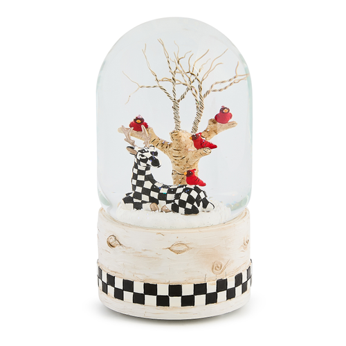 farmhouse deer snow globe