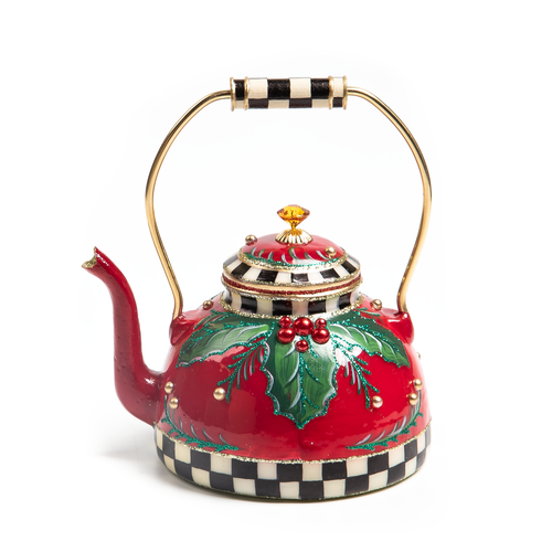 holiday kettle glass ornament