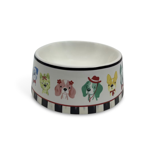 courtly check ceramic pet dish