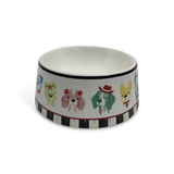 courtly check ceramic pet dish