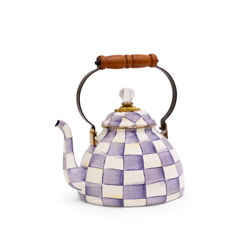 violet check 3 quart tea kettle