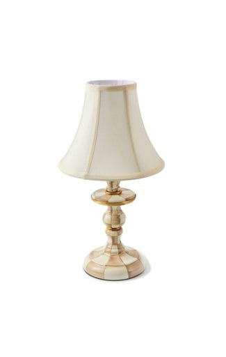 mocha check candlestick lamp