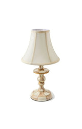 mocha check candlestick lamp
