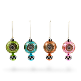 confetti reflector glass ornaments, set of 4