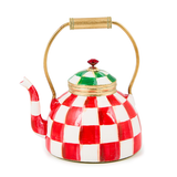 check it out tea kettle glass ornament