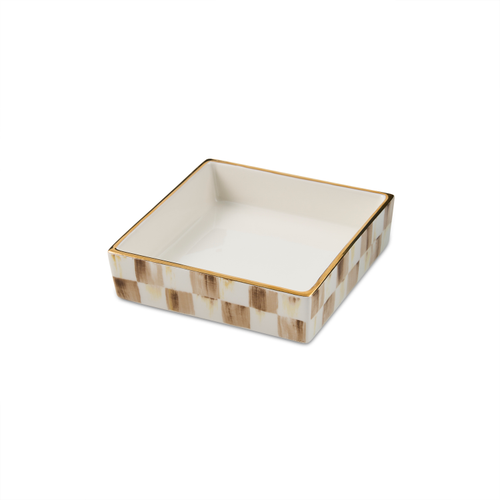 MacKenzie Childs Mocha Check Cocktail Napkin Holder