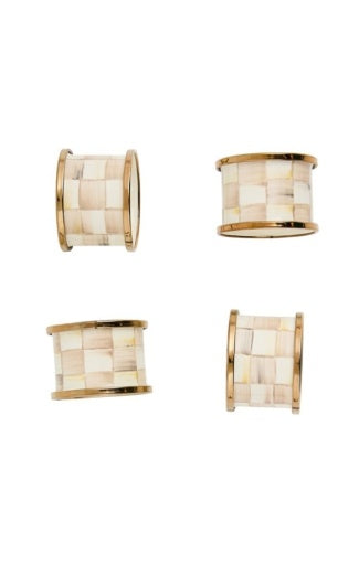 mocha check napkin rings, set of 4