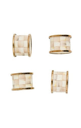mocha check napkin rings, set of 4