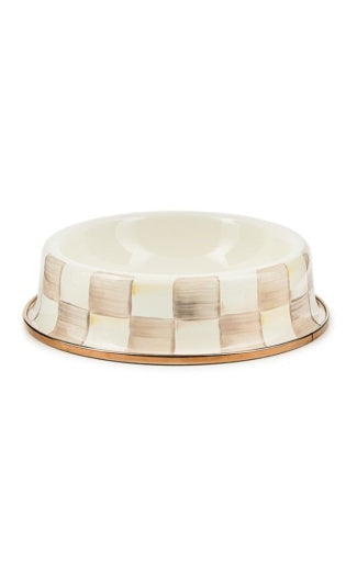 mocha check cat dish