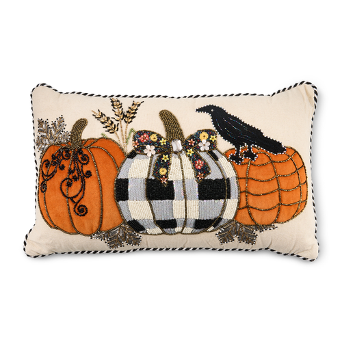 MacKenzie-Childs - pumpkin and crow lumbar throw pillow
