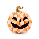 MacKenzie-Childs - orange check small illuminated jack o'lantern