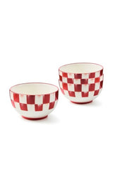 cherry check breakfast bowls, set of 4