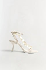ELIN NATURAL SHELL BEADED STRAPPY HEEL