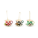 check it out teacup ornaments, set of 3