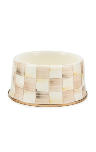 mocha check medium pet dish