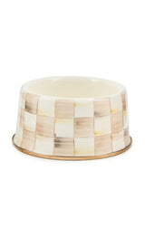 mocha check medium pet dish
