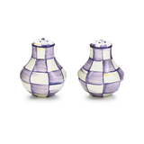 violet check salt & pepper shakers