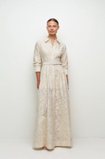 Simkhai - COURTNEY L/S BELTED GOWN - Ivory