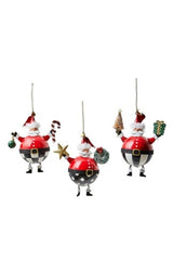 merry christmas tin santa ornaments, set of 3