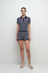 Simkhai - AVERIE KNIT POLO - Midnight Stripe