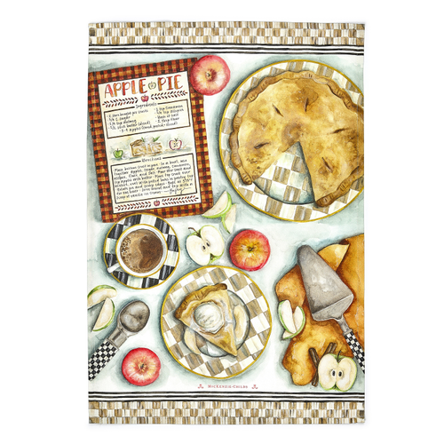 apple pie recipe dish towel