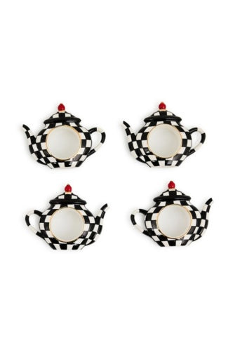 courtly check teapot napkin rings, set of 4