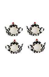courtly check teapot napkin rings, set of 4