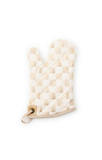mocha check oven mitt