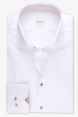 Stenstroms - Twill Shirt with Contrast - White/Pink