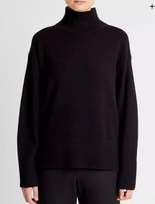 Vince - Wool-Cashmere Side-Slit Turtleneck Sweater - Black