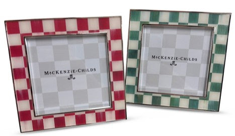 MacKenzie- Childs - Cherry & Emerald Check Silver Plated Frames- Set of 2