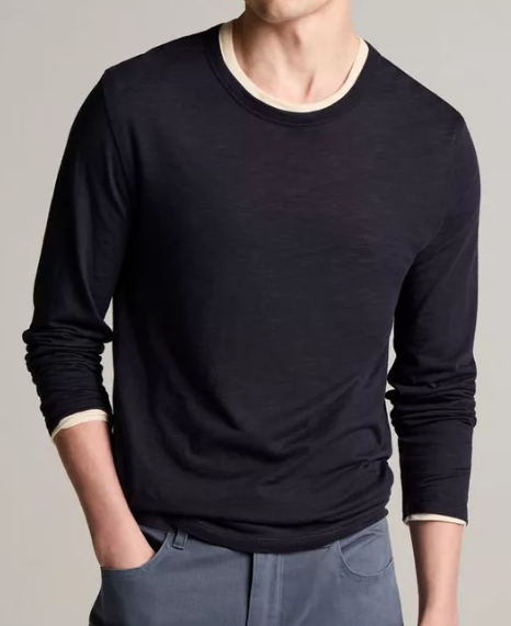 Vince - Slub Pima Cotton Double-Layer T-Shirt - Coastal Blue