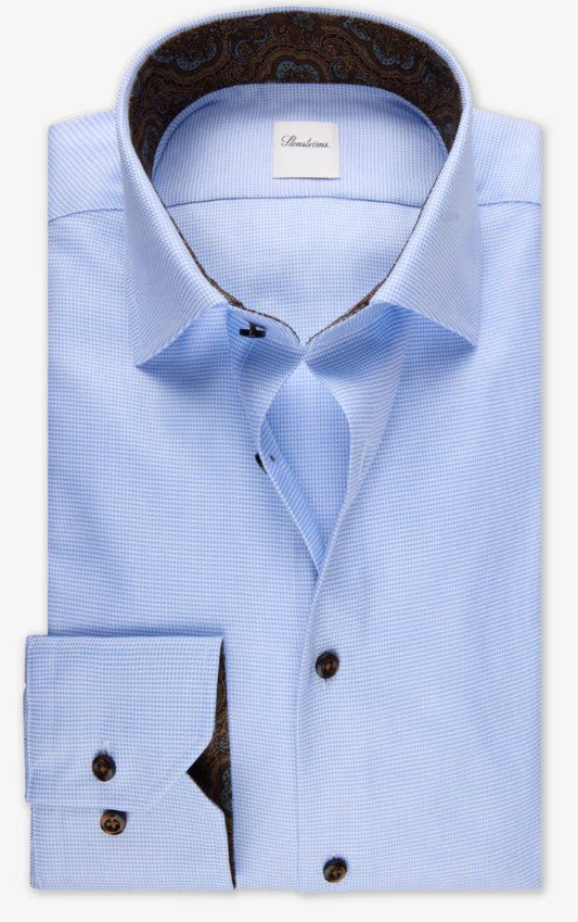 Stenstroms - Twill Shirt with Contrast - Light Blue